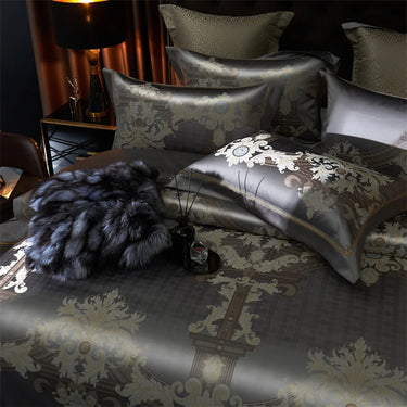 Luxury Grey and Gold Baroque 1000TC Egyptian Cotton Bedding Set